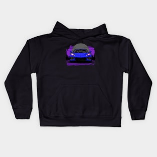 Blue C8 Corvette Stingray Midnight Moon Supercar Racecar Muscle Car Sportscar Corvette C8 Kids Hoodie